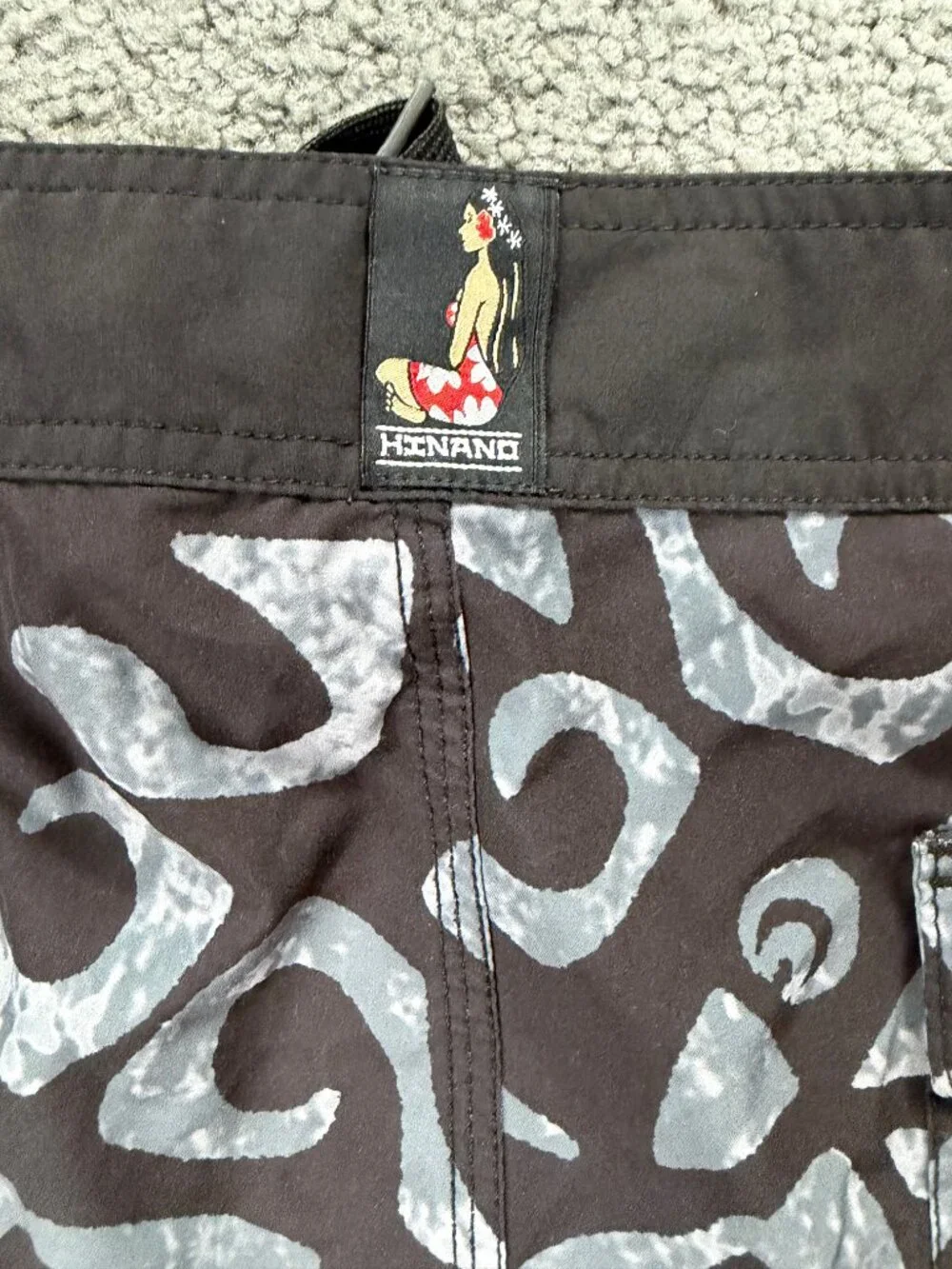 RARE Hinano 1955 Collection Tahiti Board Shorts -Men's Sz. 40- Black/White - EUC